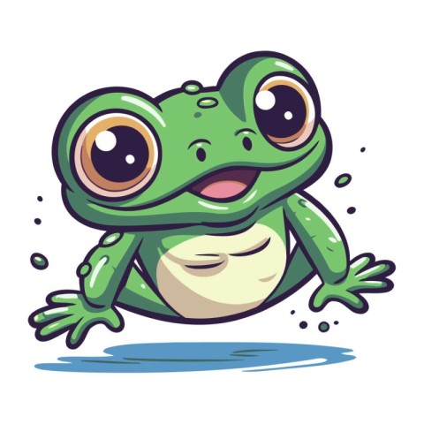 Frog cartoon character. Vector illustration isolated on a white