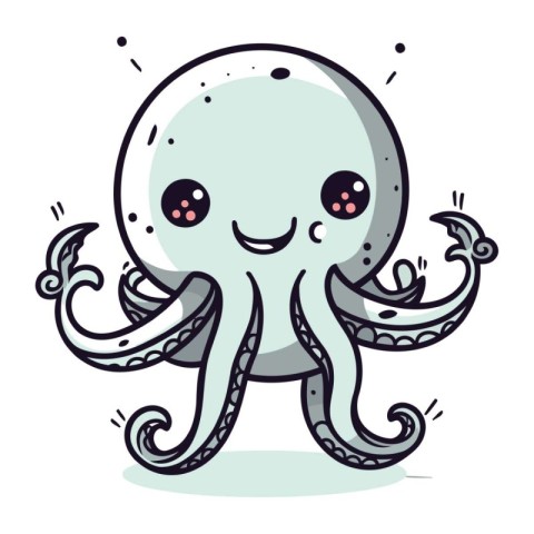 Cute cartoon octopus. Vector illustration isolated on white back