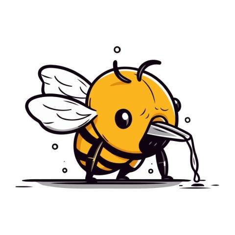 Bee cartoon vector illustration on white background. Sweet honey