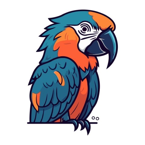 Vector illustration of a colorful parrot isolated on a white bac