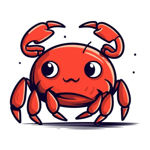 Crab cartoon character. Vector illustration of a cute red crab.