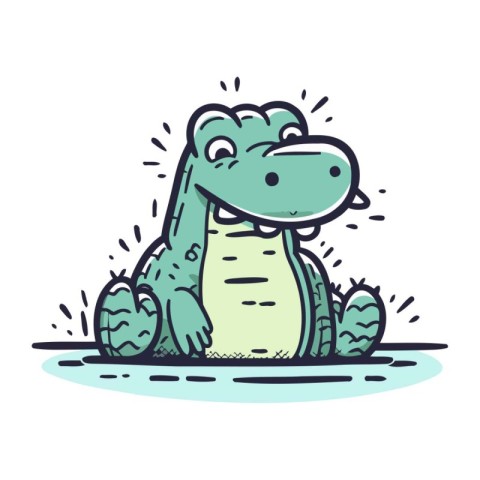 Cute crocodile. Vector illustration of a cartoon crocodile.