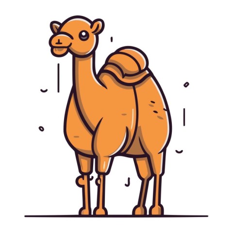 Camel. Vector illustration in thin line style on white backgroun