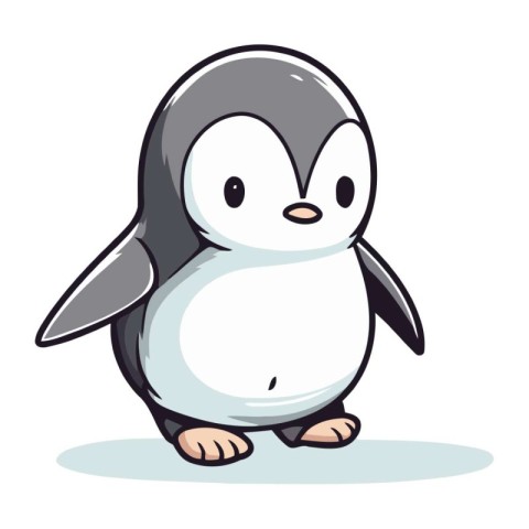 Cute penguin on white background. Vector illustration of cartoon