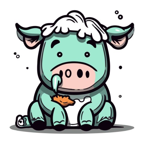 Cute cartoon cow isolated on a white background. Vector illustra