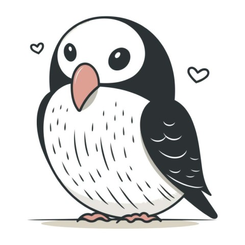 Cute penguin in love. Vector illustration isolated on white back