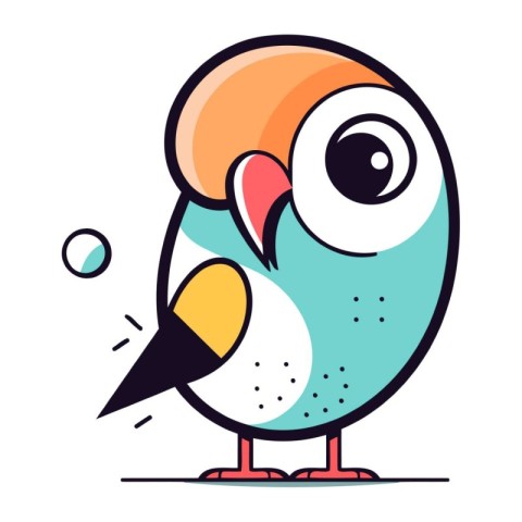 Cute cartoon parrot. Vector illustration. Isolated on white back