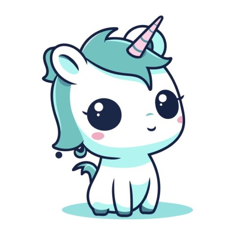 Cute cartoon unicorn. Vector illustration. Isolated on white bac