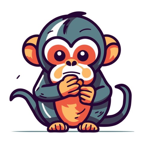 Monkey with a cup of coffee. Vector illustration in cartoon styl