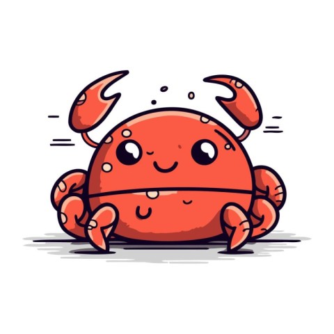 Cute cartoon crab. Vector illustration. Isolated on white backgr