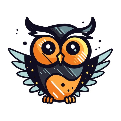 Cute cartoon owl. Vector illustration isolated on a white backgr