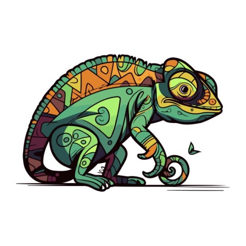 Chameleon. Vector illustration of a chameleon on a white backgro