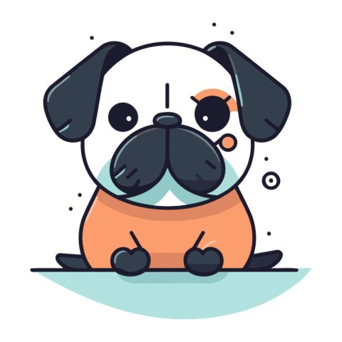 Cute cartoon pug dog. Vector illustration in flat style.