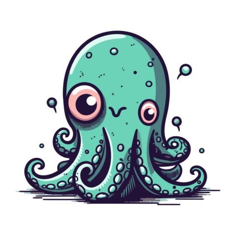 Cute cartoon octopus. Vector illustration isolated on white back