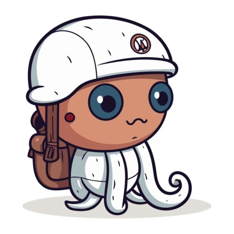 Cute little astronaut with backpack. Cartoon character. Vector i