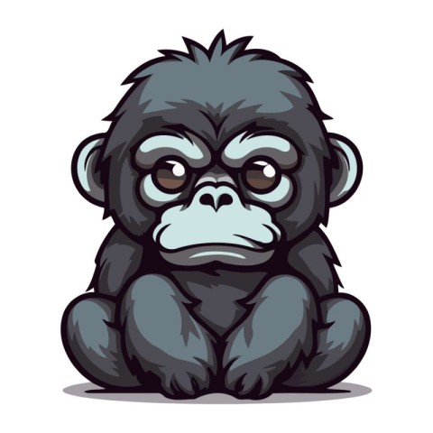 Chimpanzee sitting on a white background. Vector illustration.