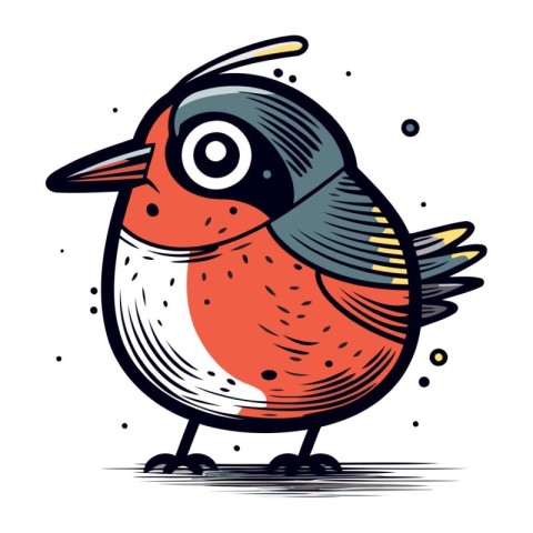 Bullfinch. Hand drawn vector illustration isolated on white back