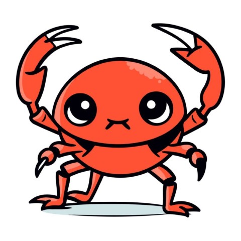 Crab cartoon character. Vector illustration of a cute red crab.