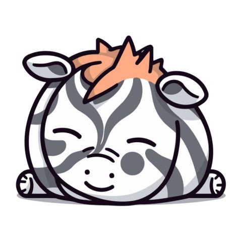 Cartoon zebra isolated on a white background. Vector illustratio