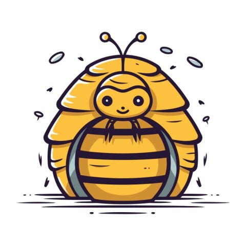 Cute cartoon bee. Vector illustration. Isolated on white backgro