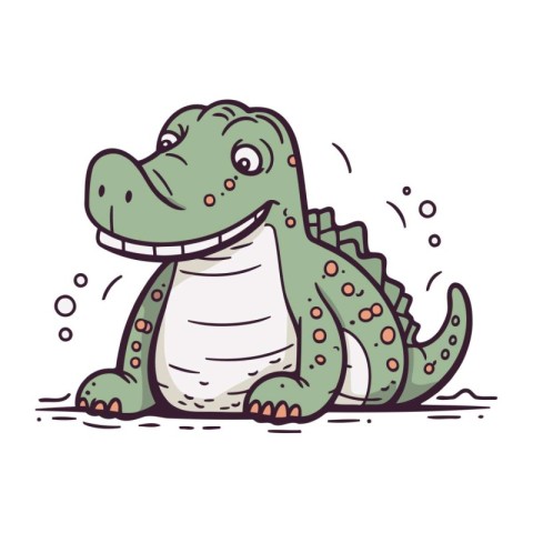 Cute crocodile cartoon vector illustration. Vector illustration