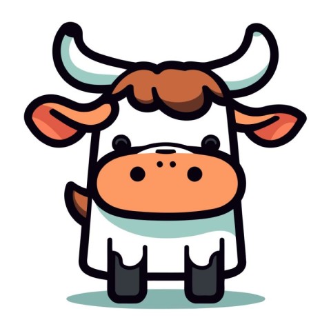 Cute cartoon cow. Isolated on white background. Vector illustrat