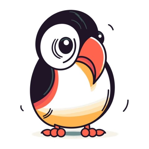 Cute cartoon penguin. Vector illustration. Isolated on white bac