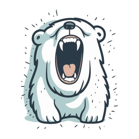 Angry polar bear. Vector illustration isolated on a white backgr