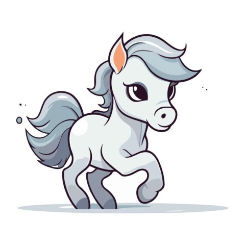 Cute cartoon pony isolated on a white background. Vector illustr