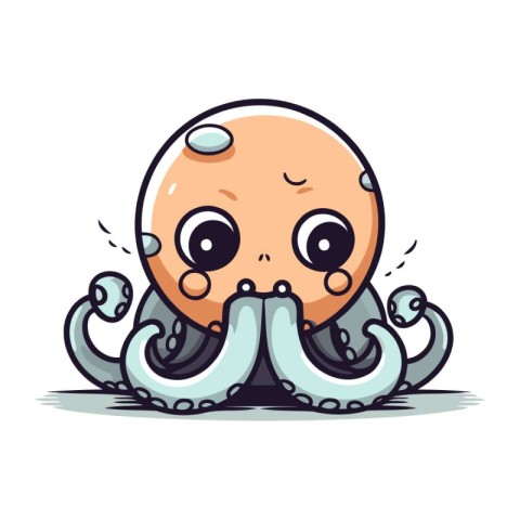 Cute cartoon octopus. Vector illustration isolated on white back