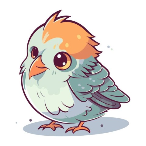 Cute cartoon bird. Vector illustration isolated on a white backg