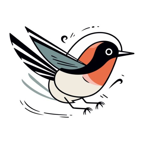 Vector illustration of a cute little bird. Hand drawn cartoon st