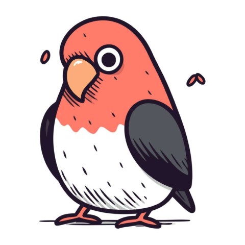 Vector illustration of cute bird. Hand drawn doodle style.