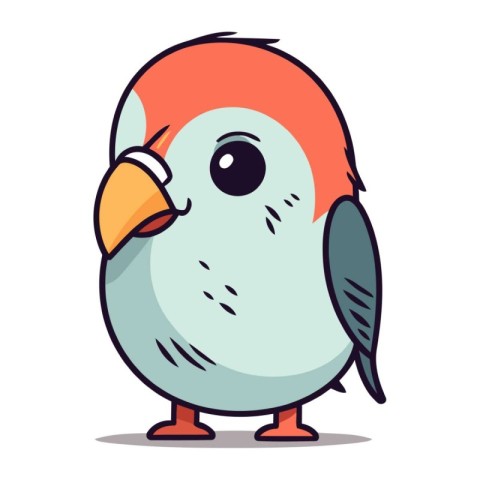 Cute cartoon parrot bird. Vector illustration in flat style.