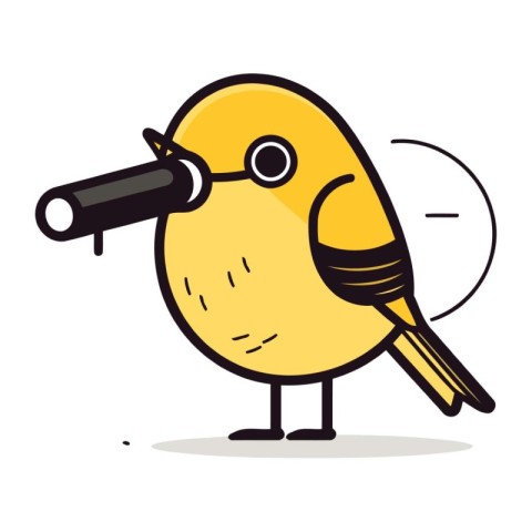 Cute bird with a magnifying glass. Vector illustration in flat s