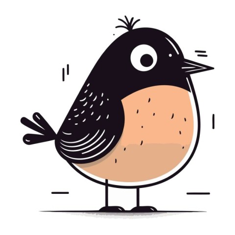 Cute little bird on white background. Vector illustration in car