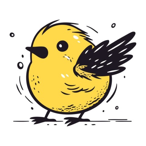 Cute little bird. Hand drawn vector illustration in cartoon styl