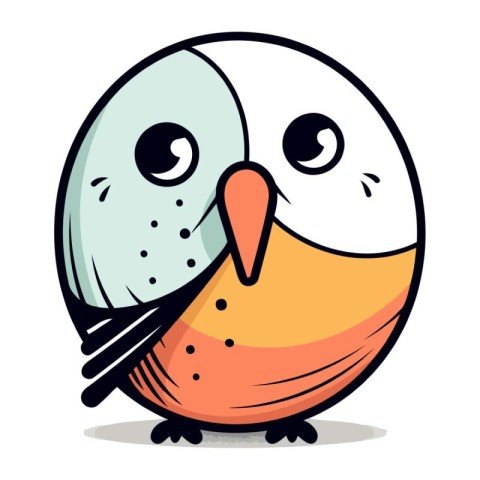 Cute cartoon bird. Vector illustration isolated on a white backg