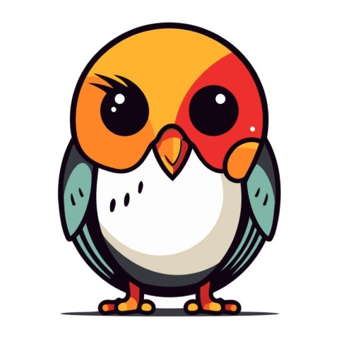 Vector illustration of cute cartoon little bird. Isolated on whi