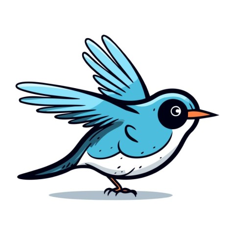 Vector illustration of a cute blue bird. Isolated on white backg