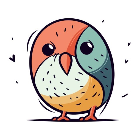 Cute cartoon bird. Vector illustration isolated on a white backg