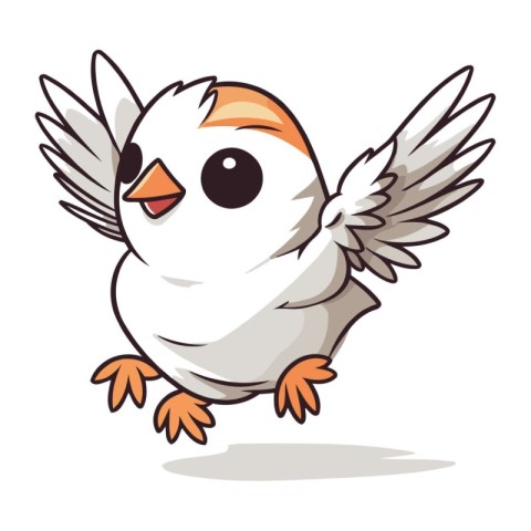 Cute little bird with wings in cartoon style. Vector illustratio