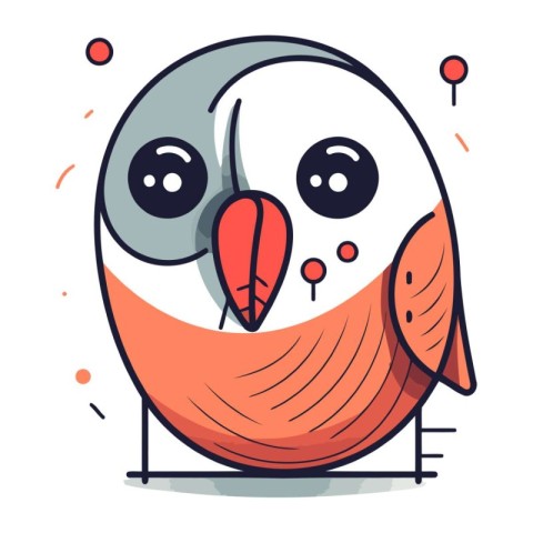 Cute cartoon bird character. Vector illustration in doodle style