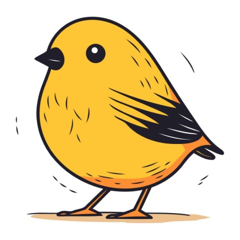 Cute little yellow bird. Vector illustration isolated on white b