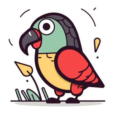 Cute parrot bird character. Vector illustration in cartoon style