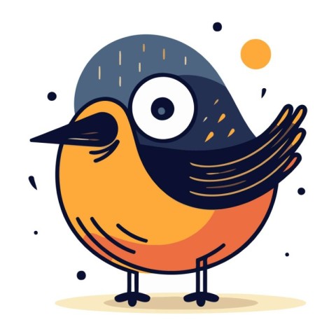 Cute cartoon bird. Vector illustration isolated on a white backg