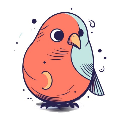 Vector illustration of cute cartoon bird. Hand drawn doodle styl