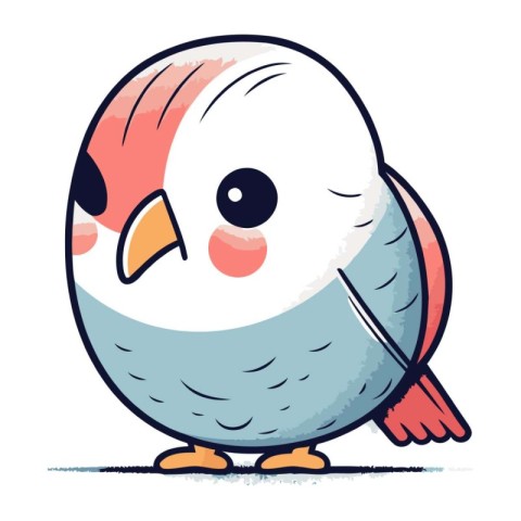 Cute cartoon bird. Vector illustration isolated on a white backg