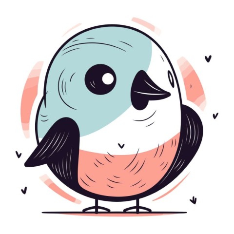 Cute hand drawn vector illustration of a bird. Cartoon style.