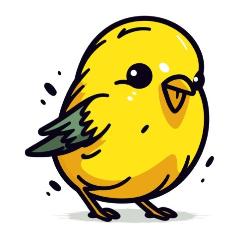 Vector illustration of a cute little yellow bird on a white back